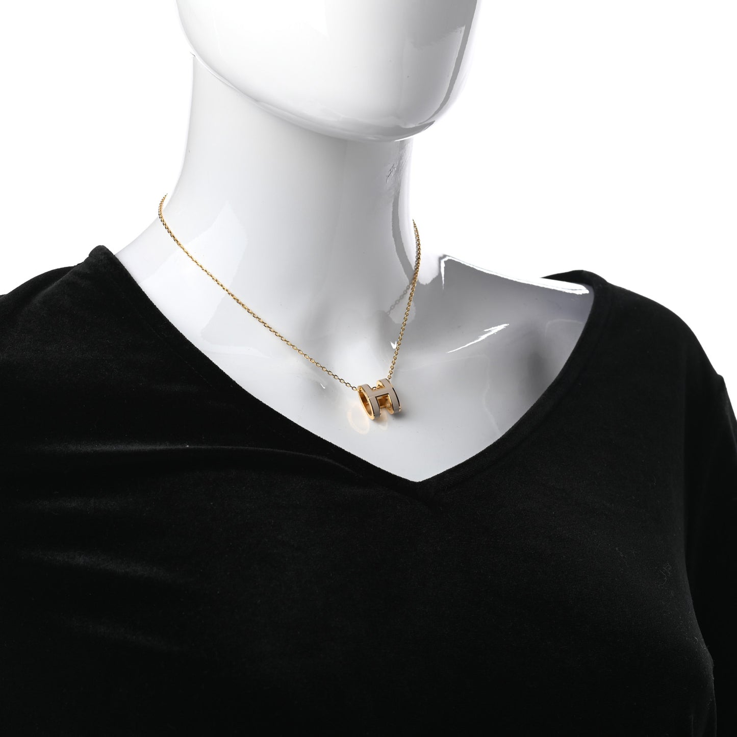 Lacquered Gold Pop H Pendant Necklace Marron Glace