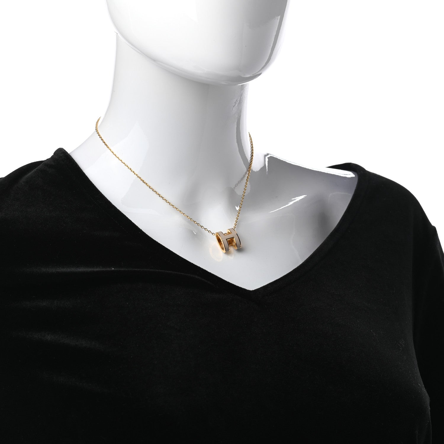 Hermes Lacquered Gold Pop H Pendant Necklace Marron Glace 2 of 5