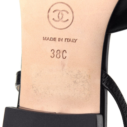 Chanel Goatskin Grosgrain Cap Toe CC Slingback Sandals 38 Black 11 of 12