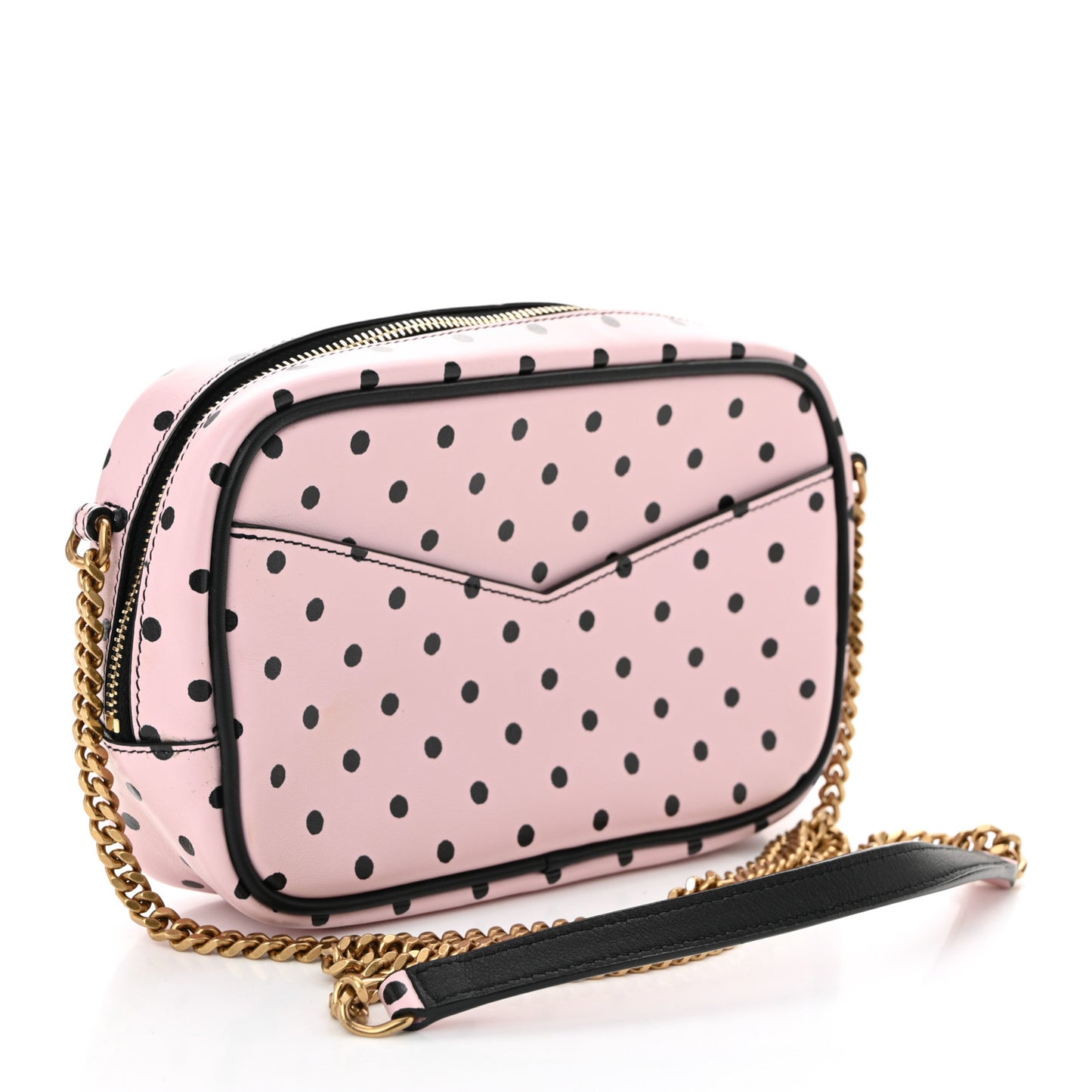 Calfskin Printed Polka Dot Mini Lou Camera Bag Pink Black