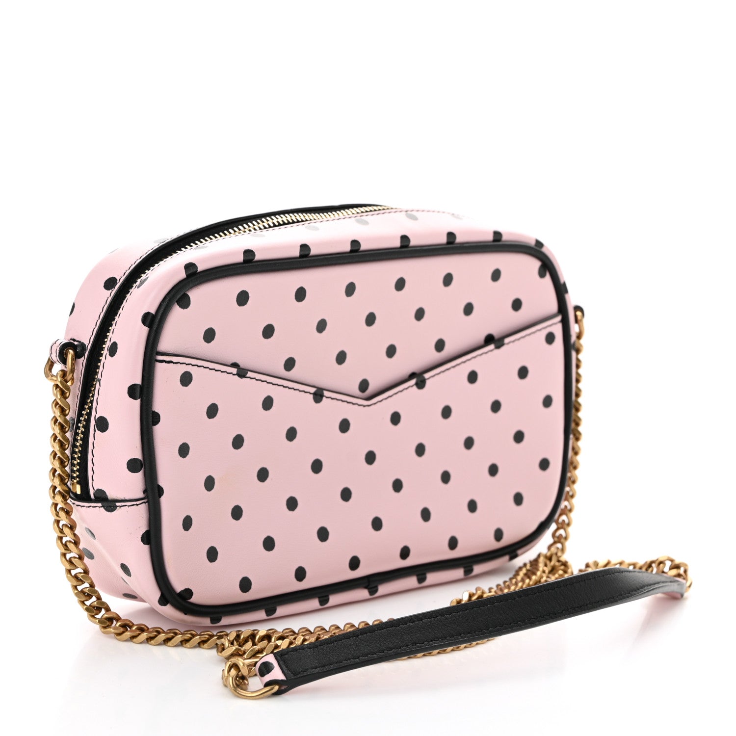 Saint Laurent Calfskin Printed Polka Dot Mini Lou Camera Bag Pink Black 3 of 10