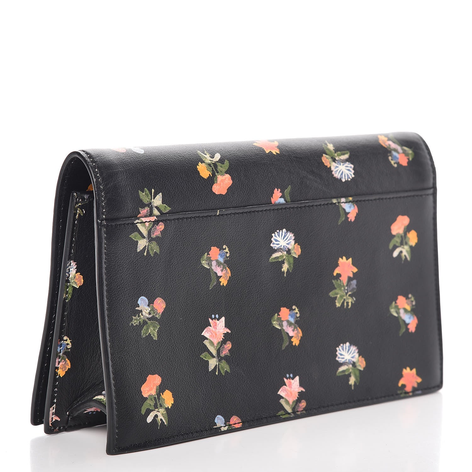 Saint Laurent Calfskin Prairie Flower Printed Small Monogram Clutch Black Multicolor 3 of 13