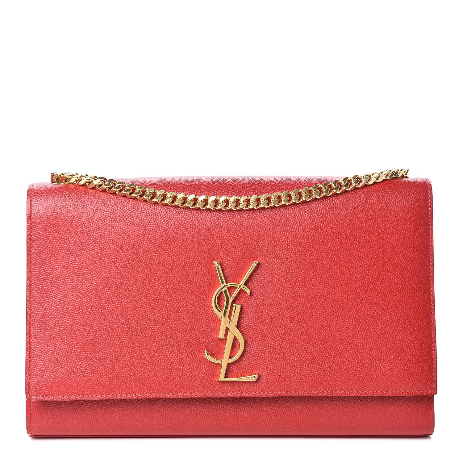 Saint Laurent Grain De Poudre Medium Monogram Kate Satchel Red 1 of 13
