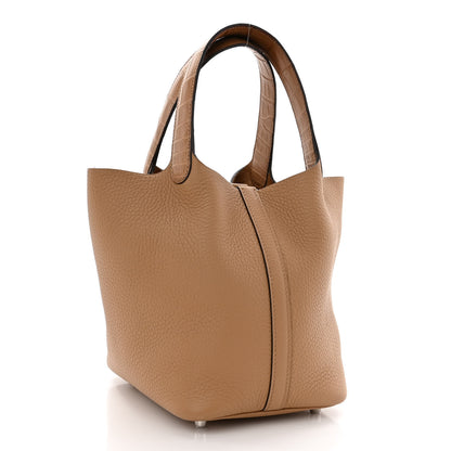 Hermes Taurillon Clemence Matte Alligator Picotin Lock Touch 18 PM Chai 4 of 13