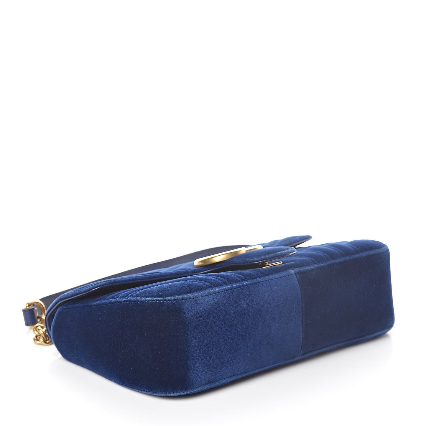 Velvet Matelasse Small GG Marmont Shoulder Bag Cobalt Blue