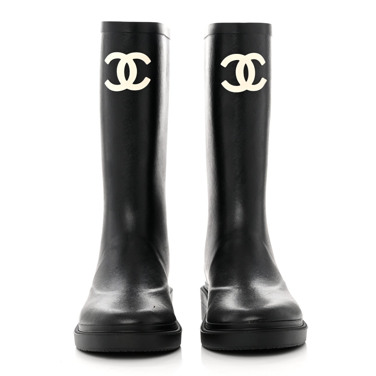 Chanel Caoutchouk CC High Boots 35 Black 2 of 8
