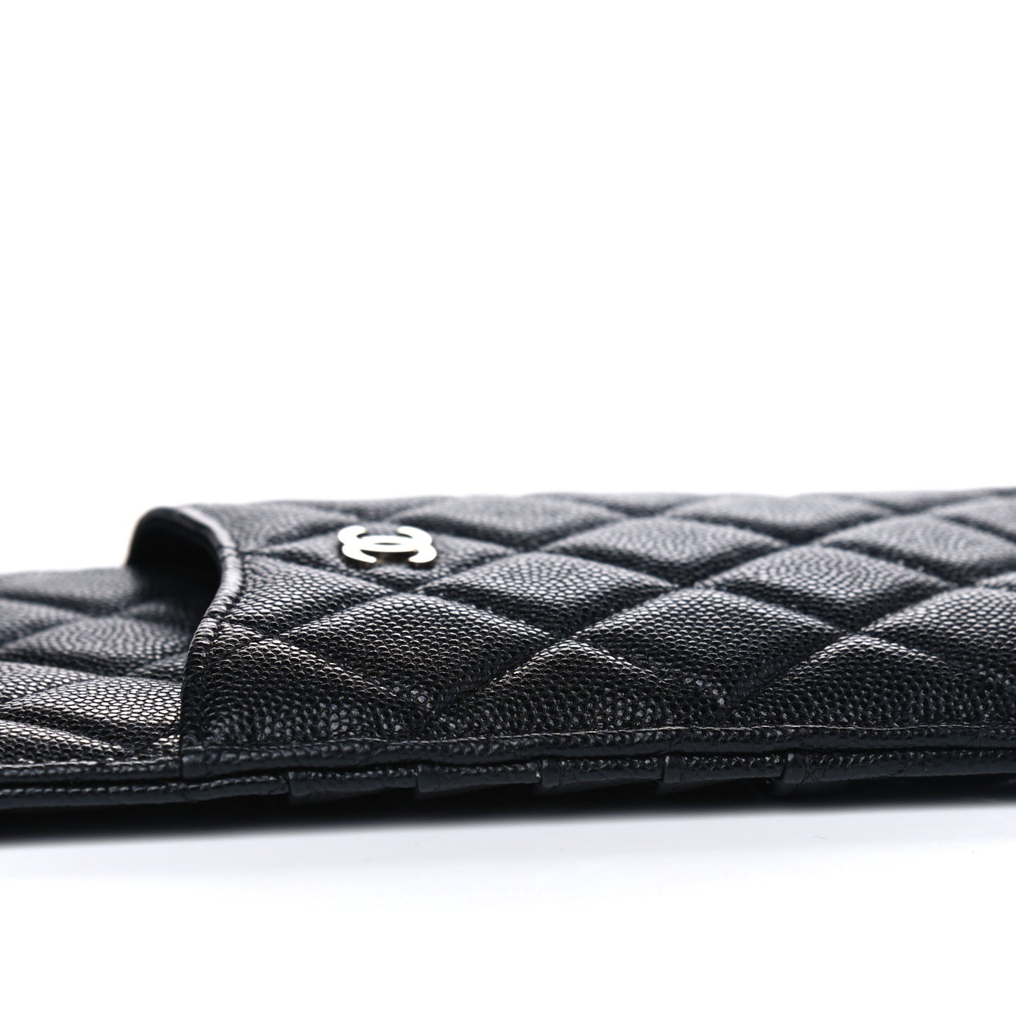 Caviar Quilted Classic Flat Wallet Pouch Black