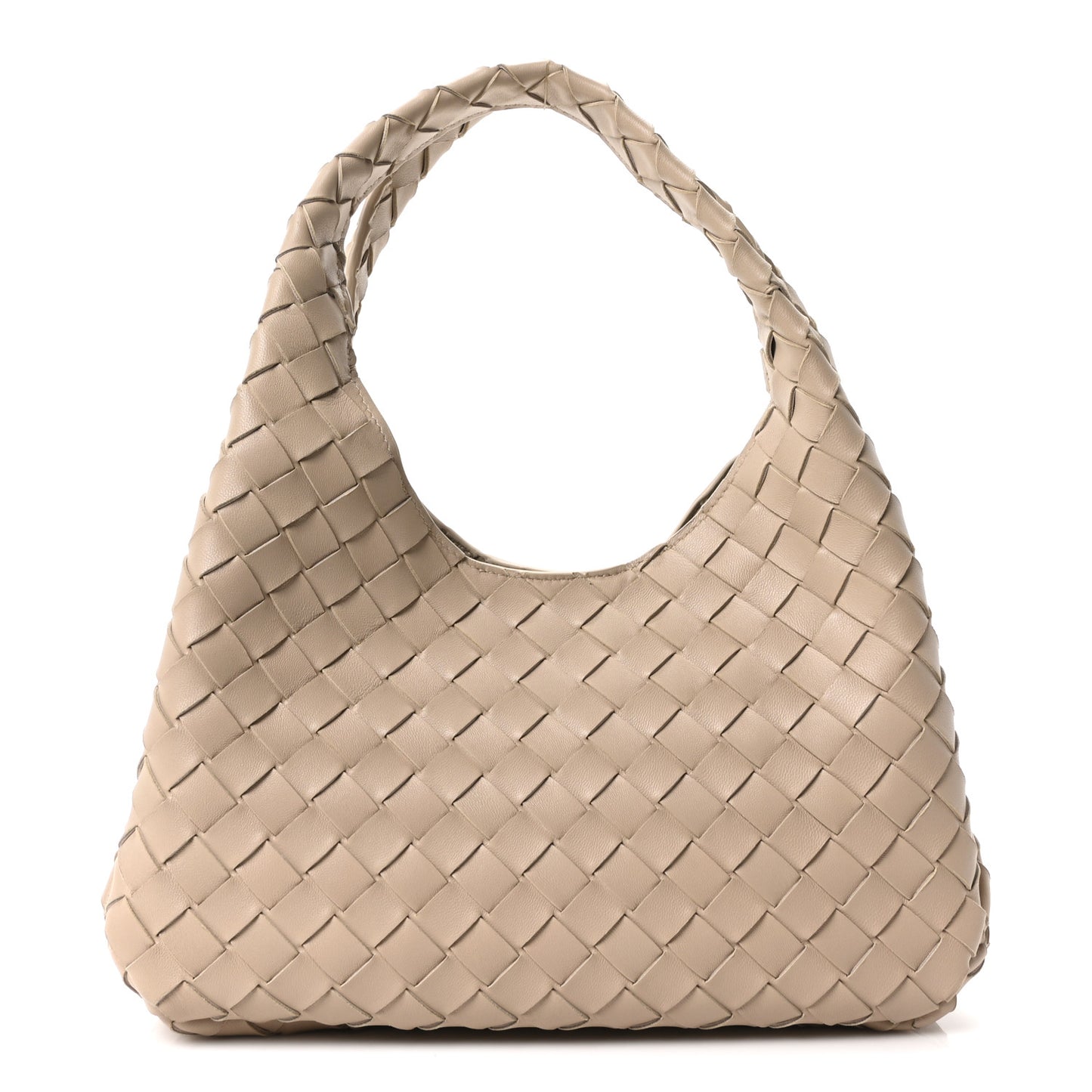Nappa Intrecciato Small Campana Shoulder Bag Ecru
