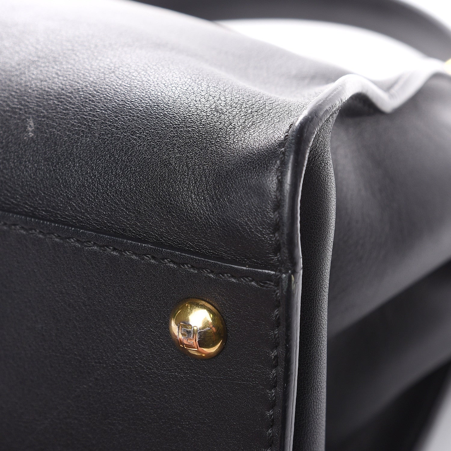 Fendi Vitello Seta Shiny Nappa Medium Peekaboo Iconic Satchel Black 19 of 22