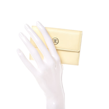 Chanel Grained Calfskin CC Button Card Holder Beige 2 of 10