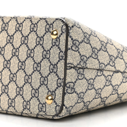 Gucci GG Supreme Monogram Small Zip Top Tote Beige Blue 8 of 10