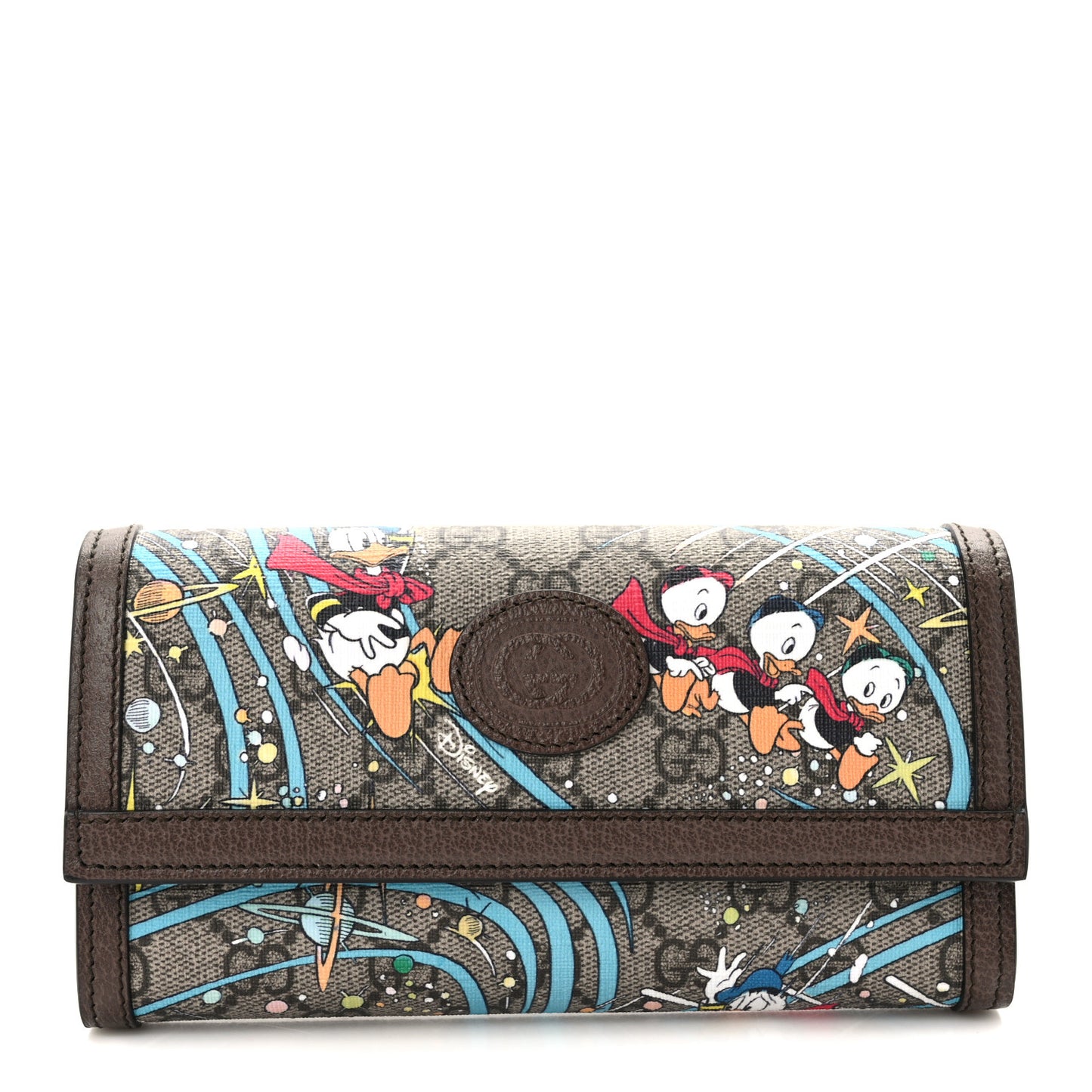 X DISNEY GG Supreme Monogram Donald Duck Interlocking G Continental Wallet Beige Multicolor New Acero