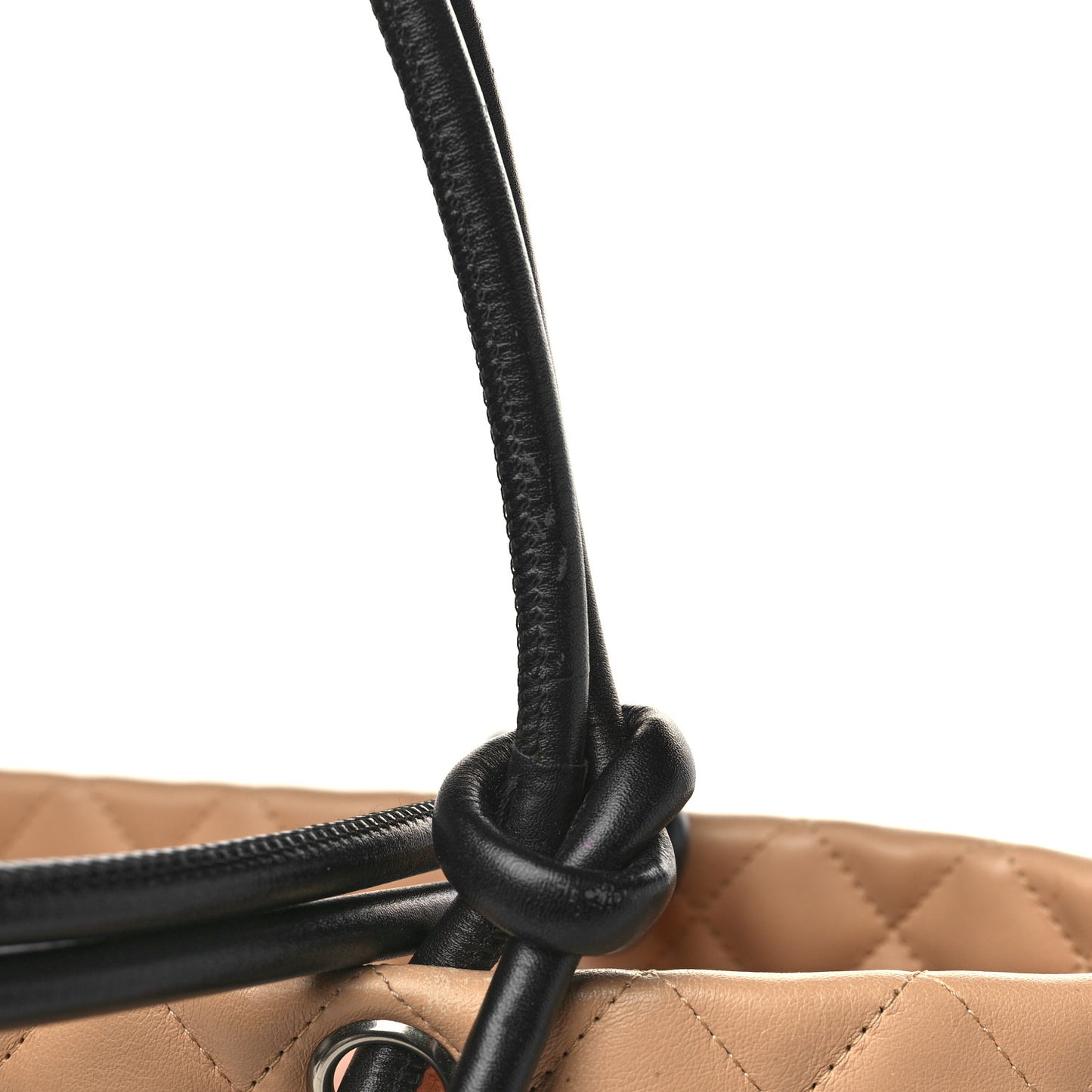 Calfskin Quilted Large Cambon Tote Beige Black