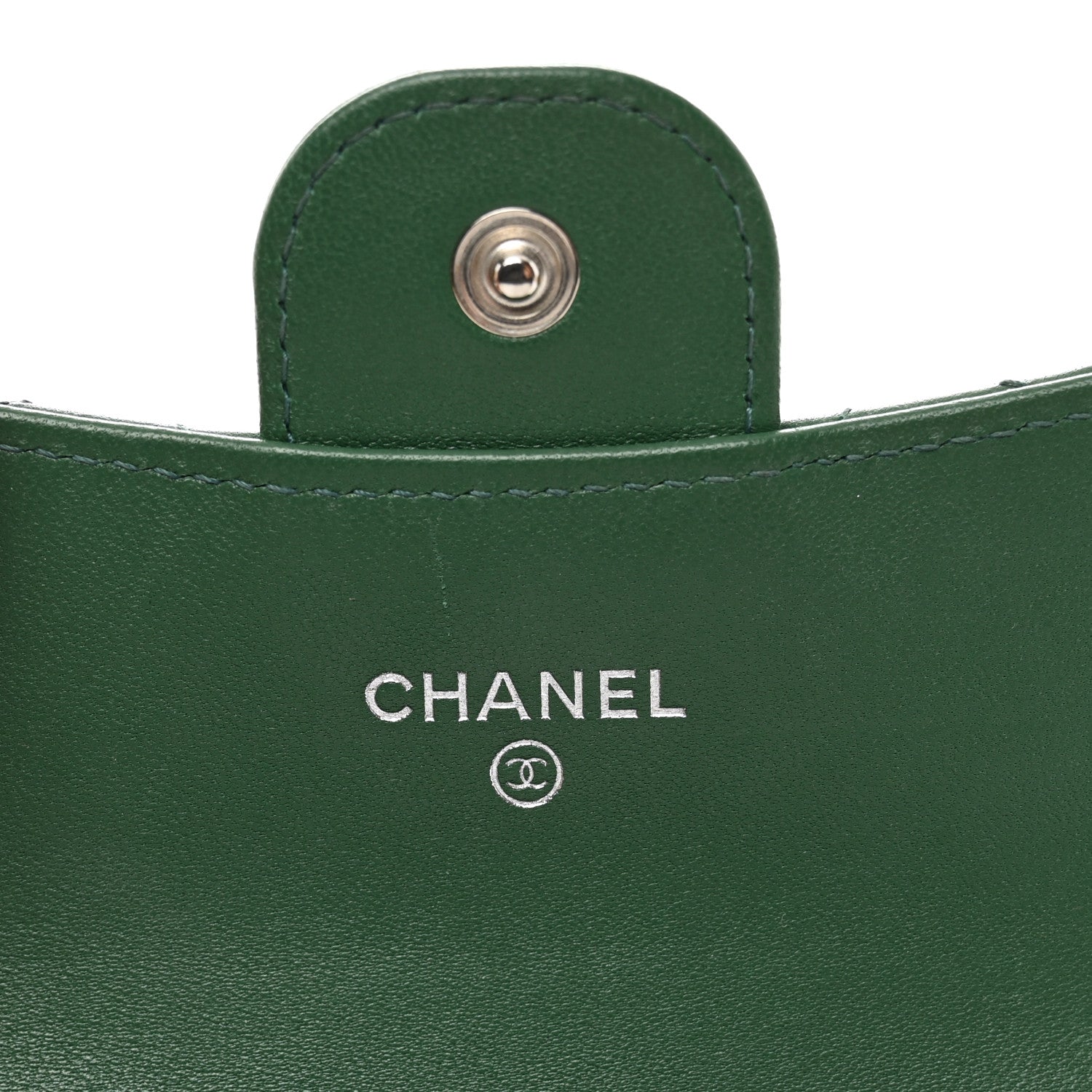 Chanel Lambskin Quilted Flap Card Holder Wallet Green 7 of 9