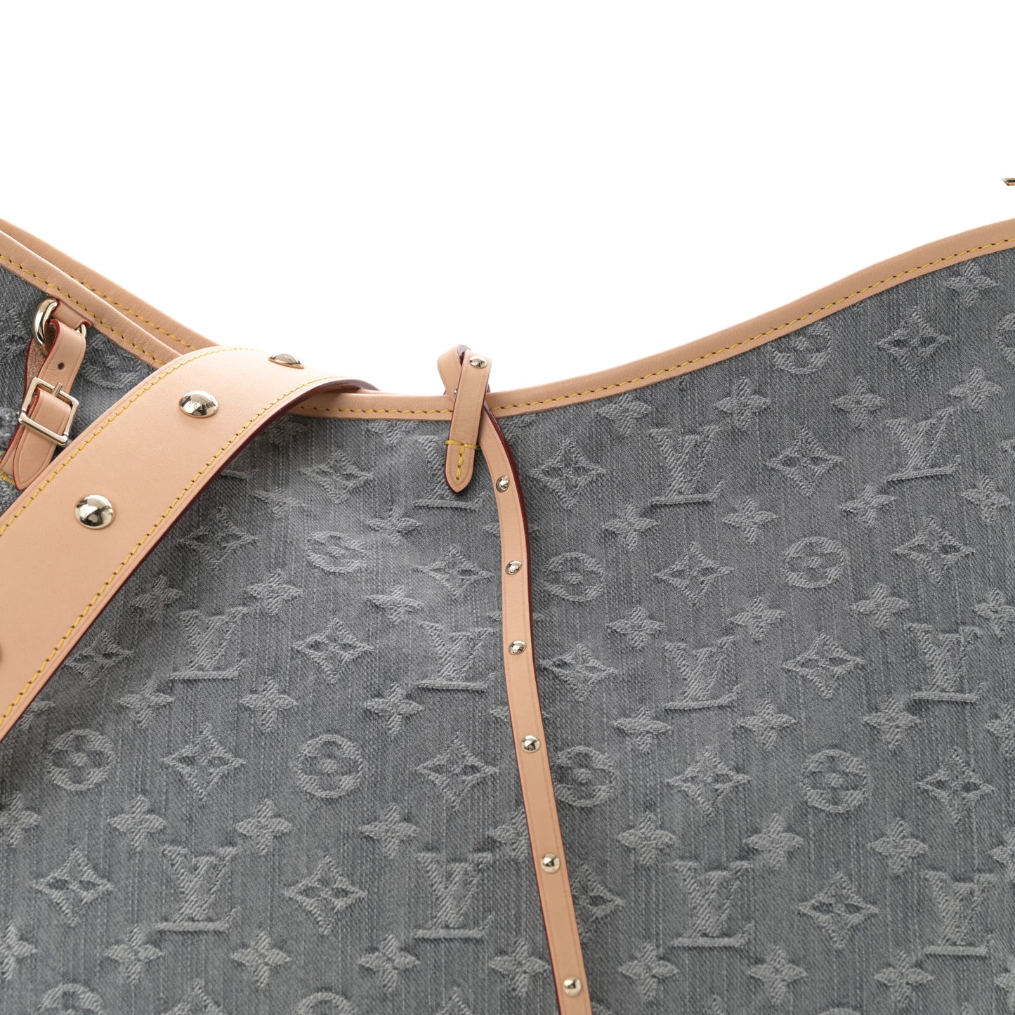 Monogram Denim CarryAll MM Washed Gray