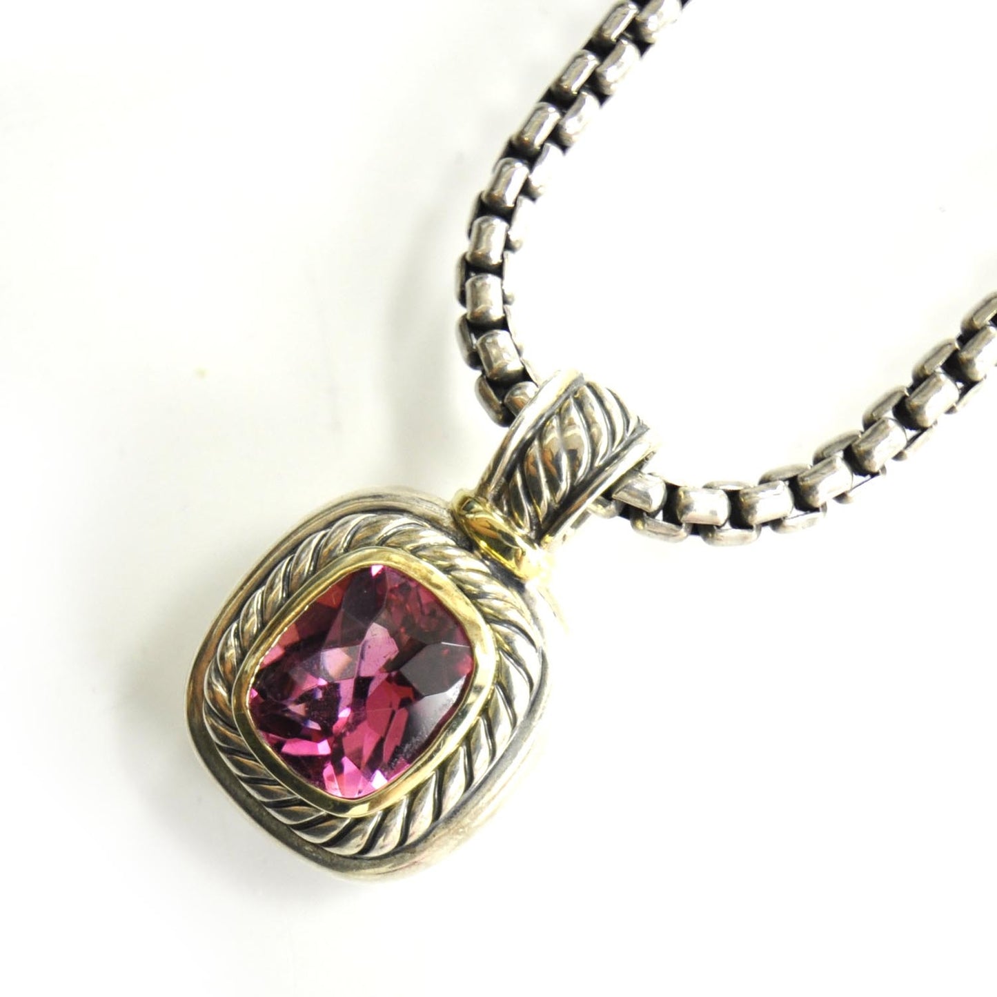 Sterling Silver and 18k Gold Pink Tourmaline Enhancer Albion Necklace