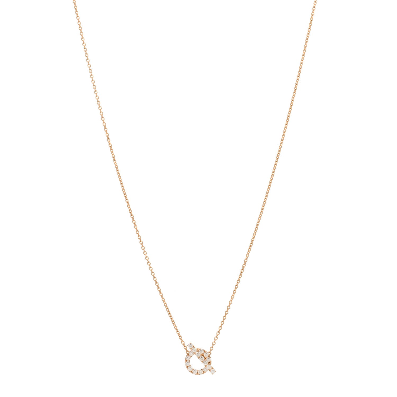 Hermes 18K Rose Gold Diamond Finesse Pendant Necklace 1 of 3