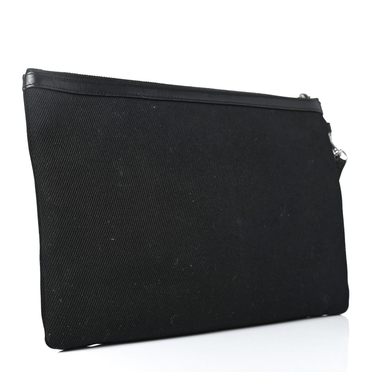 Saint Laurent Linen Canvas Rive Gauche Zipped Pouch Black 2 of 4