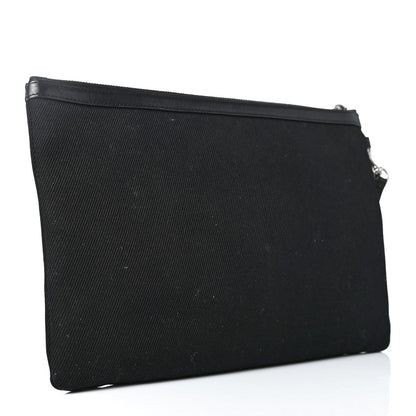 Saint Laurent Linen Canvas Rive Gauche Zipped Pouch Black 2 of 4