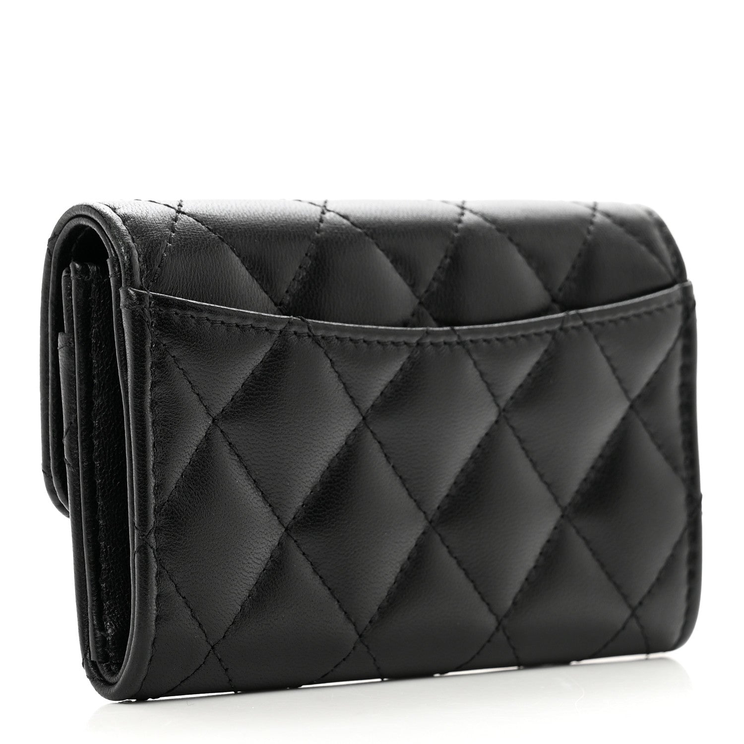 Chanel Lambskin Quilted Flap Card Holder Wallet Black 3 of 9