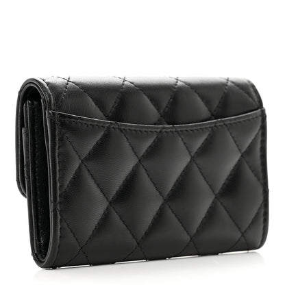 Chanel Lambskin Quilted Flap Card Holder Wallet Black 3 of 9