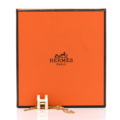 Hermes Lacquered Gold Pop H Pendant Necklace White 7 of 7