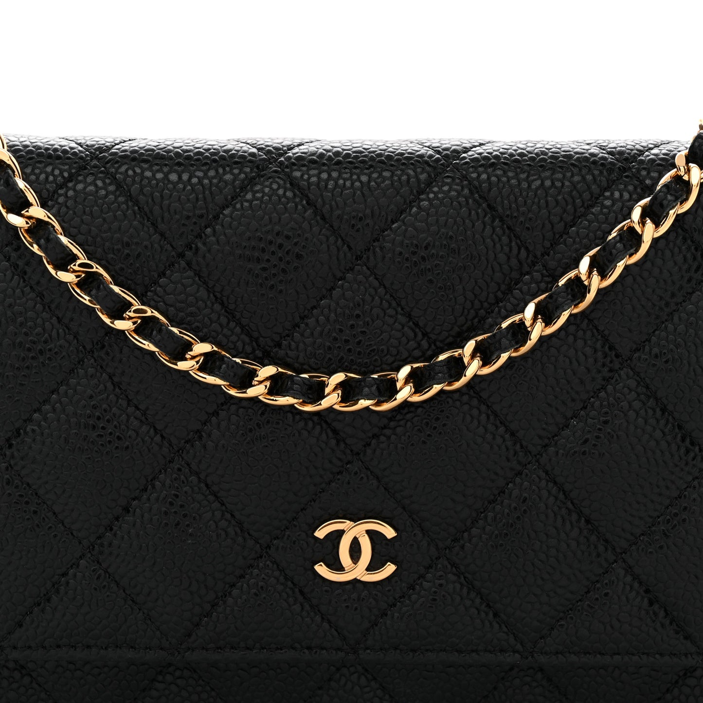 Caviar Quilted Wallet On Chain WOC Black
