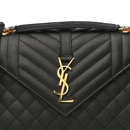 Saint Laurent Grain De Poudre Textured Mixed Matelasse Triquilt Medium Monogram Satchel Black 6 of 8