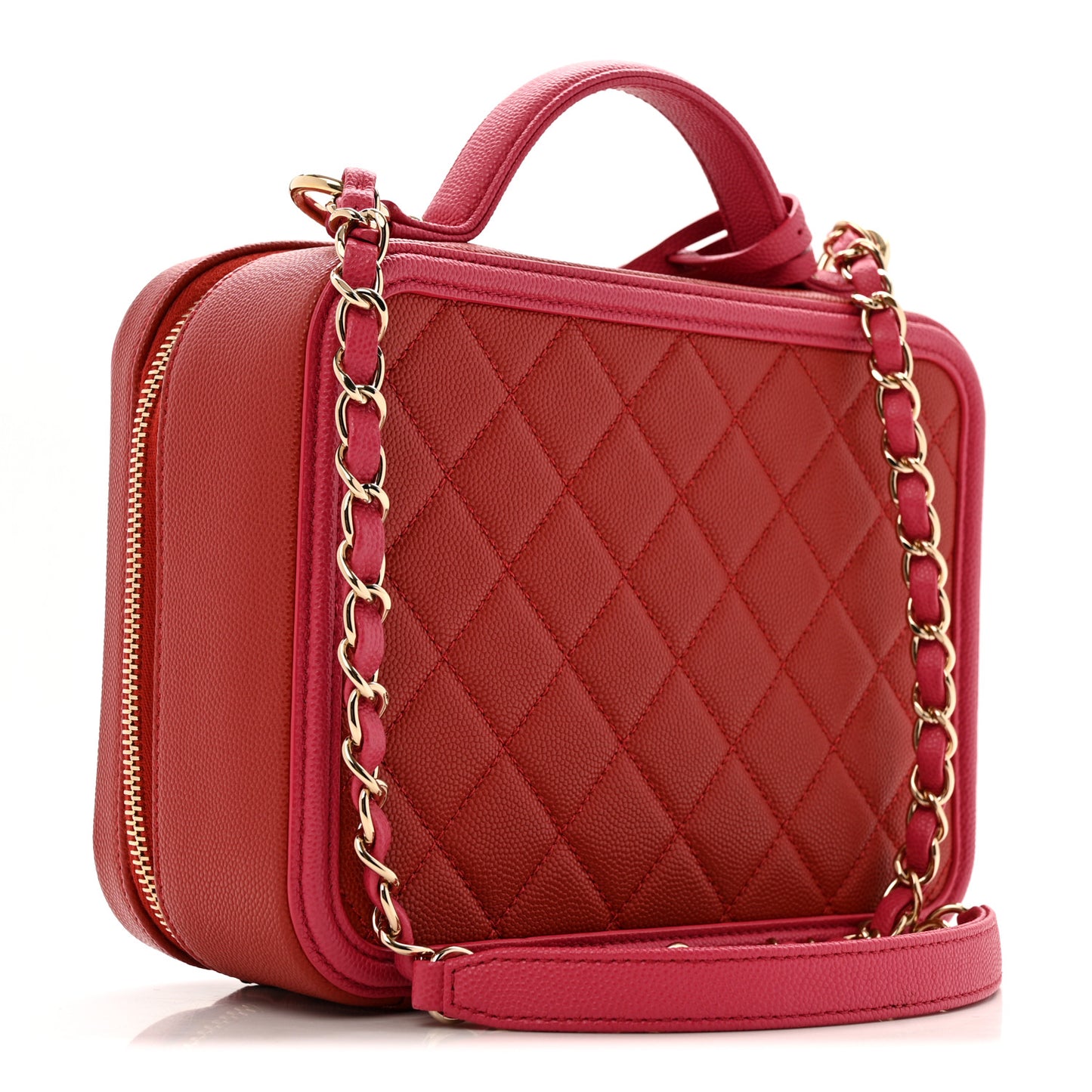 Caviar Quilted Medium CC Filigree Vanity Case Pink