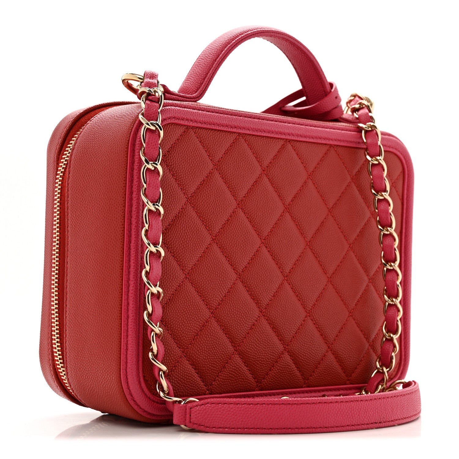 Chanel Caviar Quilted Medium CC Filigree Vanity Case Pink 3 of 12
