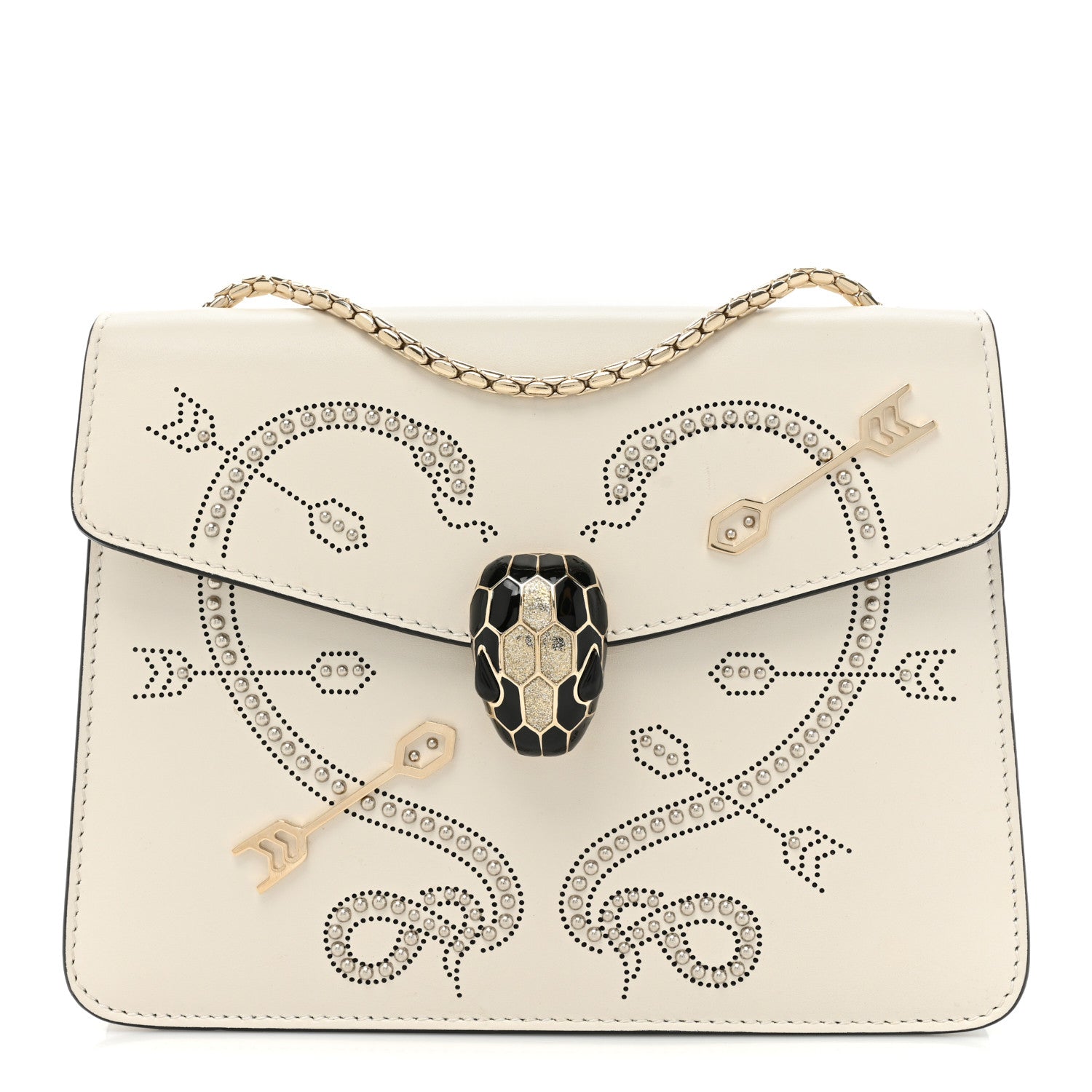 Bulgari Calfskin Studded Serpenti In Love Forever Crossbody Bag White 1 of 14