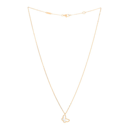 Van Cleef & Arpels 18K Yellow Gold Mother of Pearl Sweet Alhambra Butterfly Pendant Necklace 2 of 4