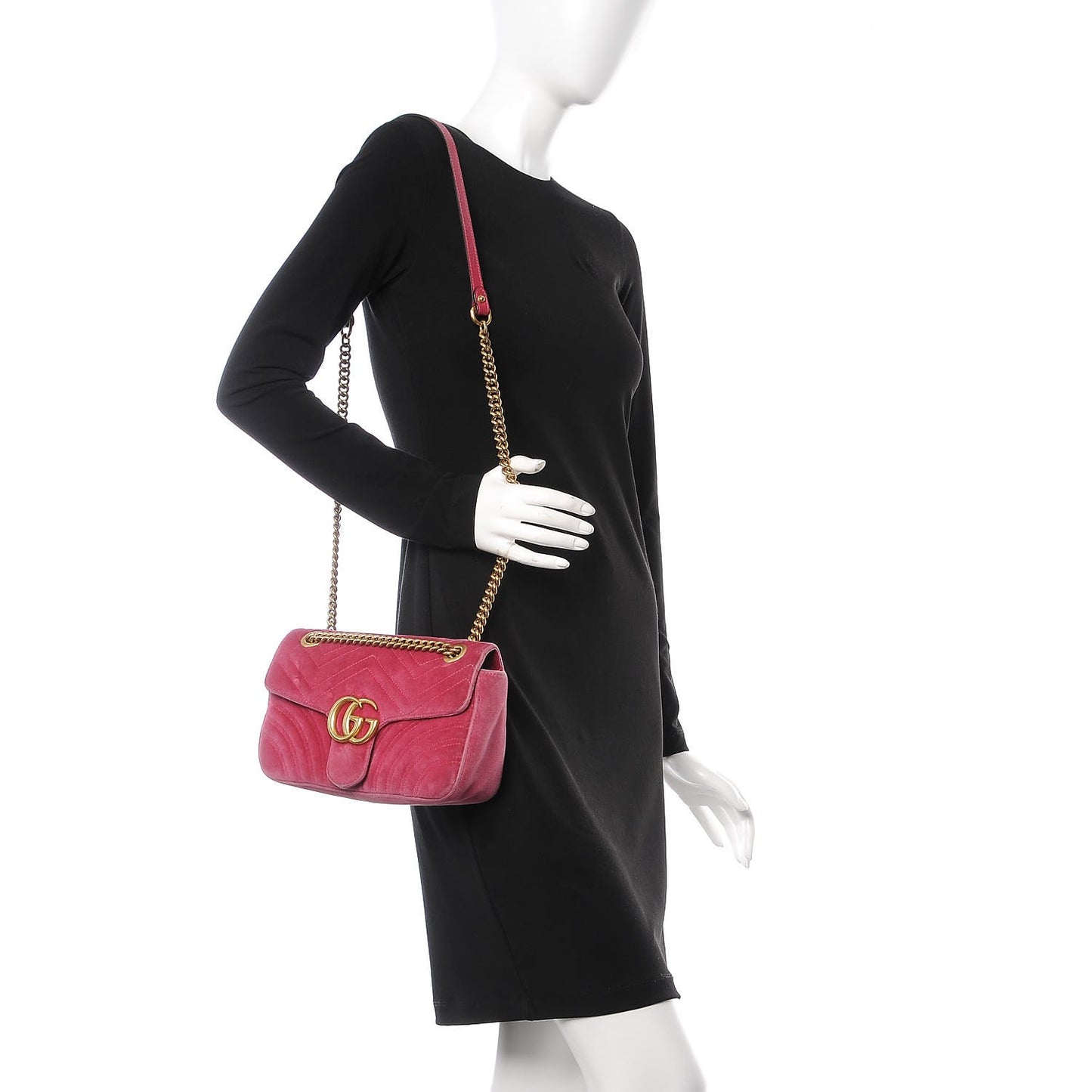 Velvet Matelasse Small GG Marmont Shoulder Bag Light Raspberry Rose