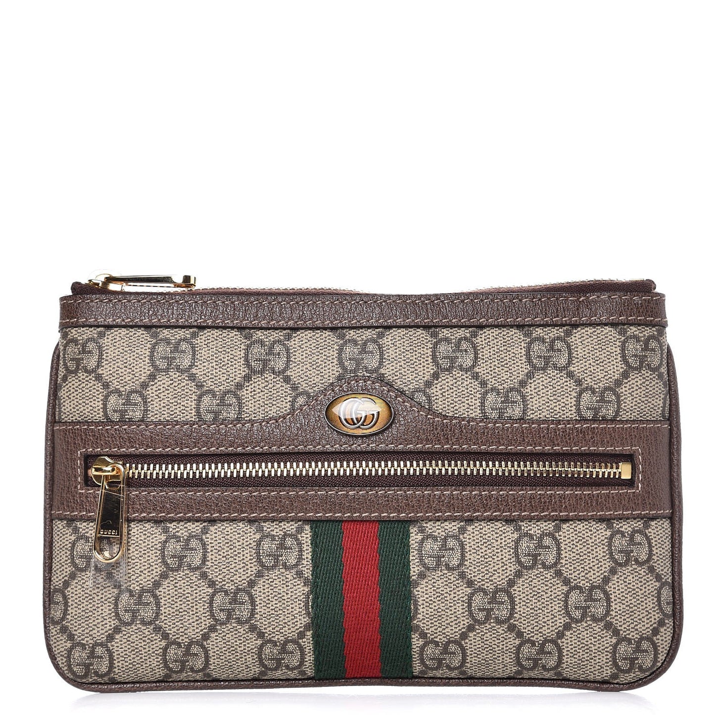 GG Supreme Monogram Web Small Ophidia Pouch Clutch Beige New Acero