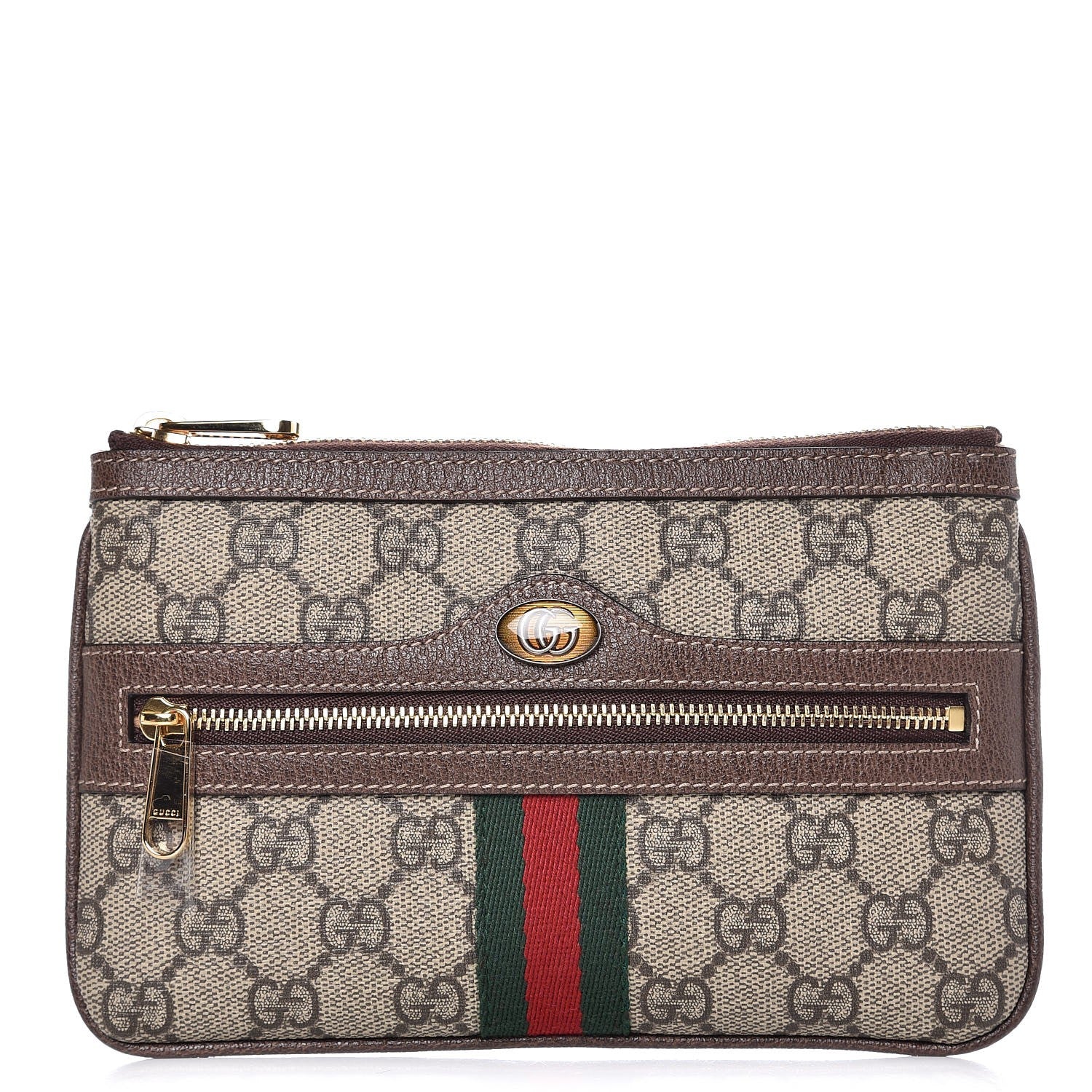 Gucci GG Supreme Monogram Web Small Ophidia Pouch Clutch Beige New Acero 1 of 8