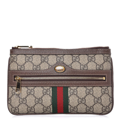 Gucci GG Supreme Monogram Web Small Ophidia Pouch Clutch Beige New Acero 1 of 8