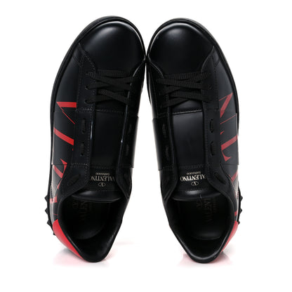 Valentino Garavani Calfskin Mens Rockstud VLTN Open Sneakers 41 Black Red 2 of 9