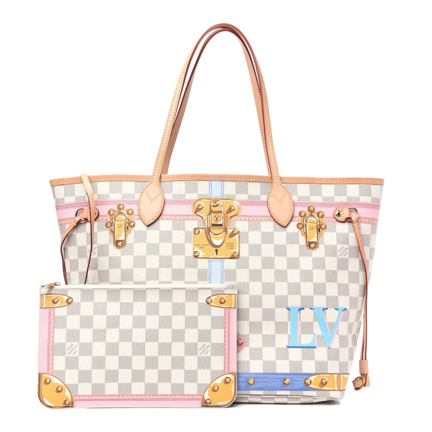 Louis Vuitton Damier Azur Summer Trunks Neo Neverfull MM 1 of 18