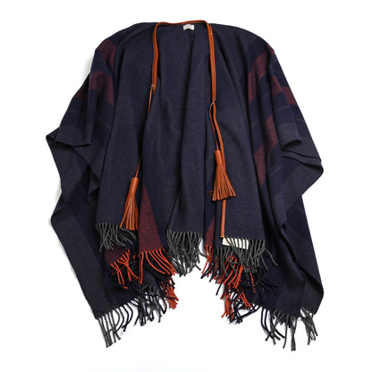 Hermes Merino Wool Cashmere Rocabar Poncho Gris 1 of 4