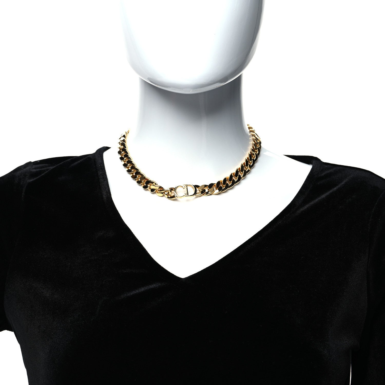 Christian Dior Metal Danseuse Etoile Chain Choker Necklace Gold 1 of 5