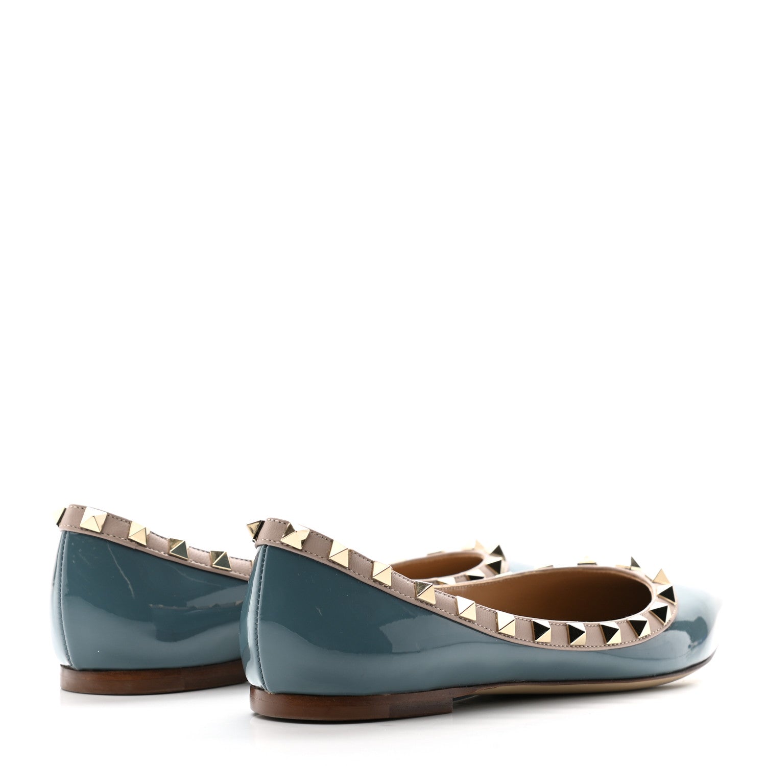 Valentino Garavani Patent Calfskin Rockstud Ballerina Flats 36.5 Amadeus Poudre 4 of 9