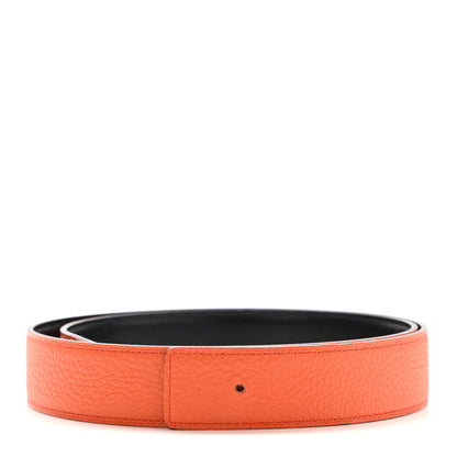 Hermes Box Togo 32mm Belt Strap 85 Black Orange 1 of 6