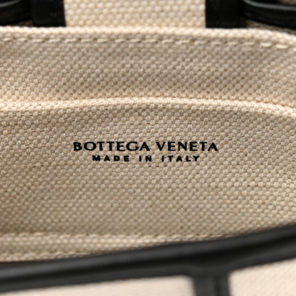 Bottega Veneta Canvas Intrecciato Mini Cassette Crossbody Bag Natural Black 6 of 9