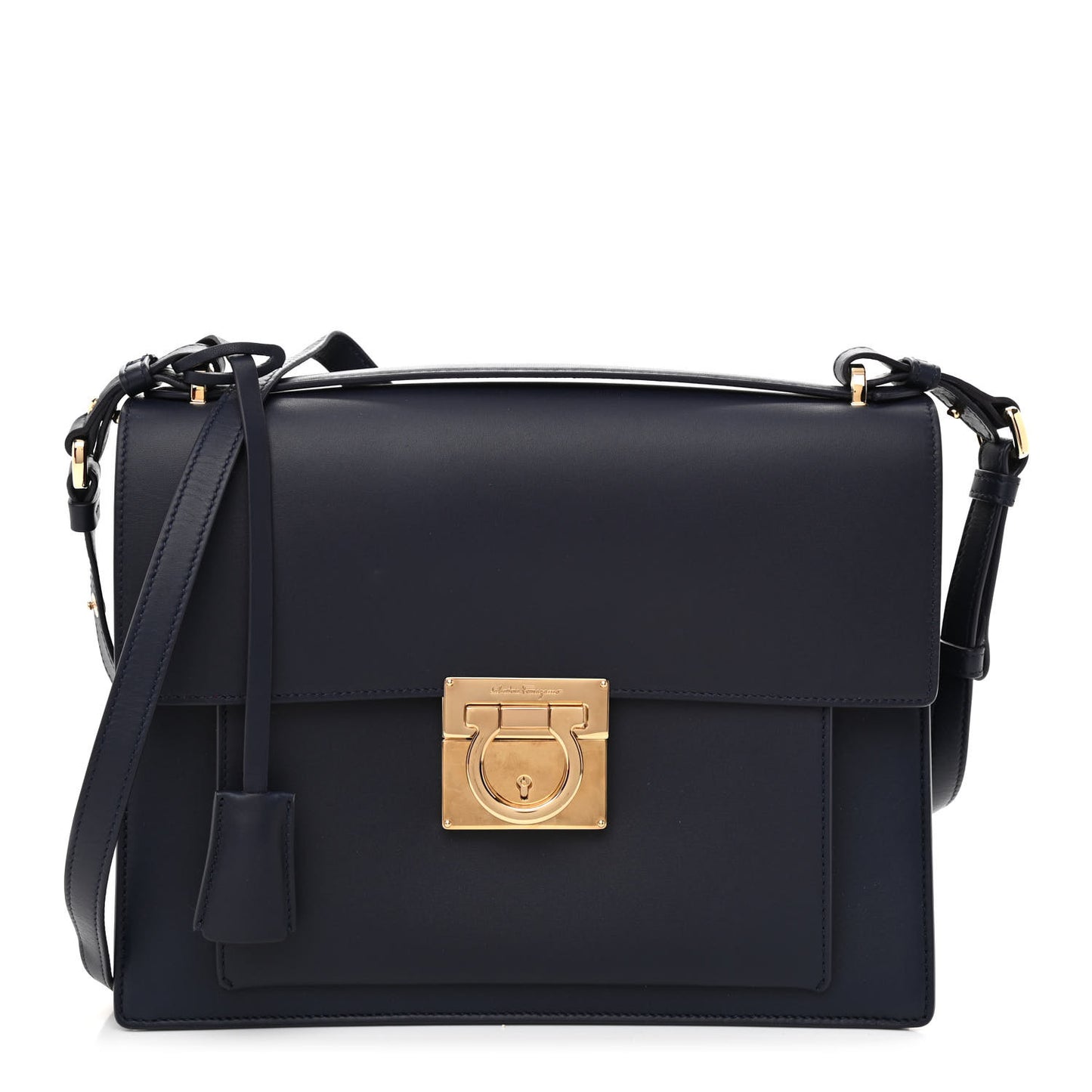 Calfskin Marisol Top Handle Shoulder Bag Navy