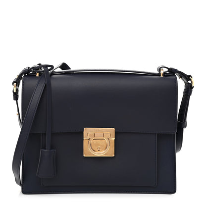 Salvatore Ferragamo Calfskin Marisol Top Handle Shoulder Bag Navy 1 of 6