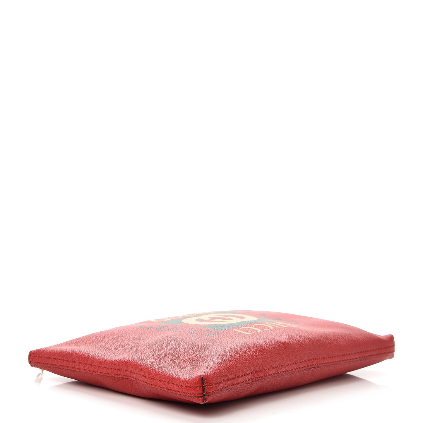 Pebbled Calfskin Large Logo Portfolio Clutch Hibiscus Red