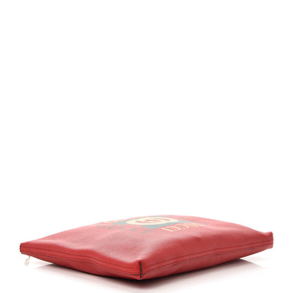 Gucci Pebbled Calfskin Large Logo Portfolio Clutch Hibiscus Red 4 of 7