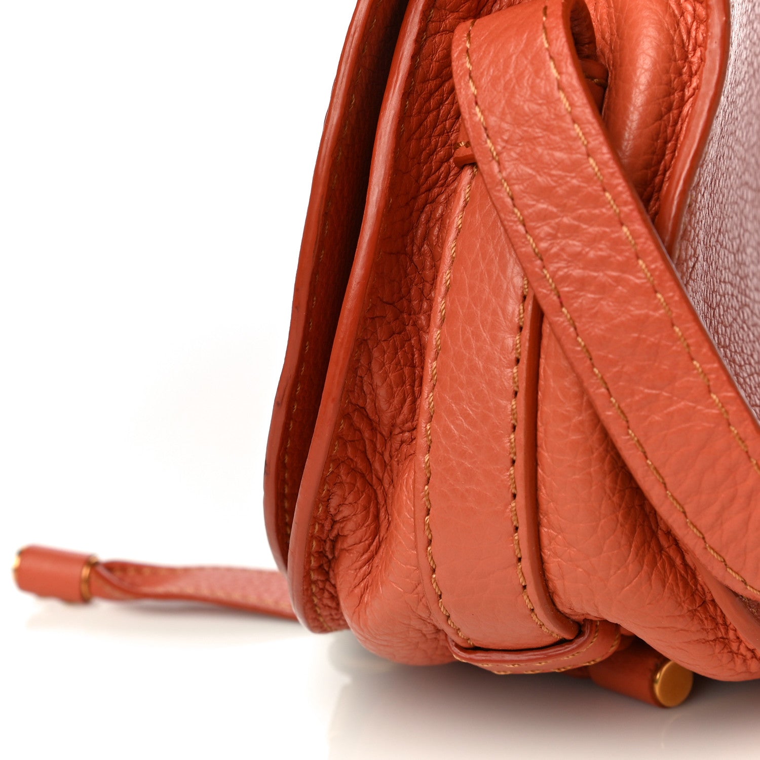 Chloe Calfskin Mini Marcie Round Crossbody Bag Whiskey 10 of 13