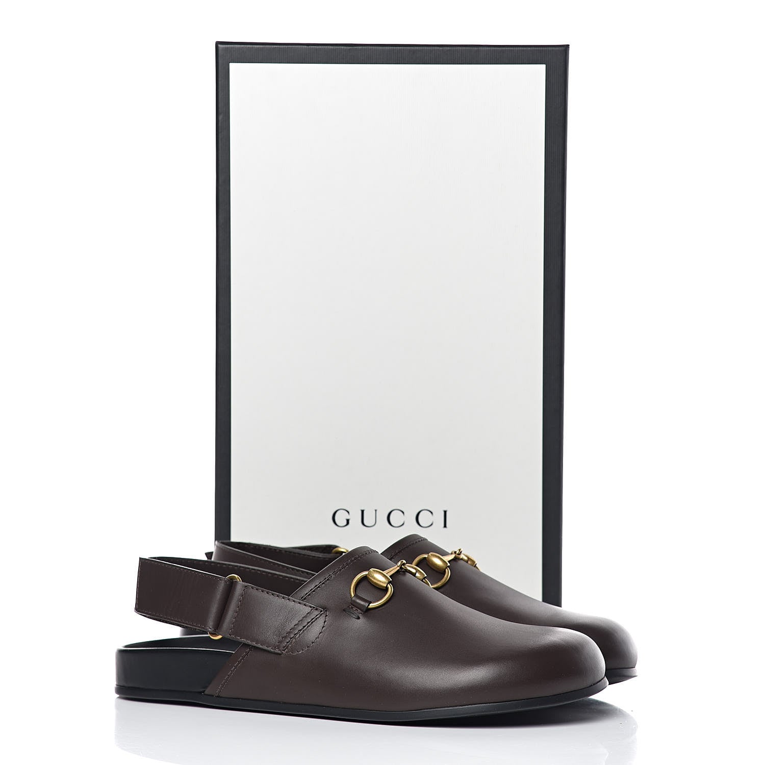 Gucci Calfskin Mens Horsebit River Slingback Slippers 7 Cocoa 11 of 11