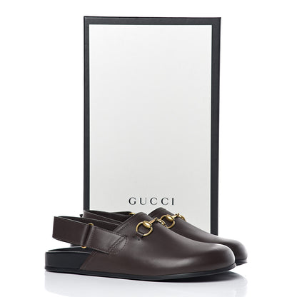 Gucci Calfskin Mens Horsebit River Slingback Slippers 7 Cocoa 11 of 11
